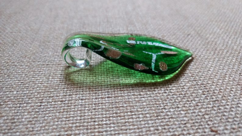 Glass Necklace Pendant Jewelry Pendant Lampwork Glass Pendant Green Pendant DIY Necklace Necklace Pendant Glitter Pendant Glass Bead