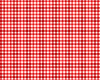 Timeless Treasures Orchard Valley Red and White Gingham Check Cotton Quilt Fabric