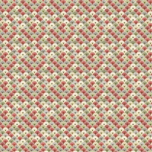 Kyoto Garden by Chong A Hwang for Timeless Treasures Red, Green, Blue, and Cream Scallops with Gold Metallic Cotton Quilt Fabric