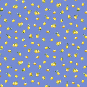 Limoncello by Timeless Treasures Mini Yellow Lemons on Blue Cotton Quilt Fabric