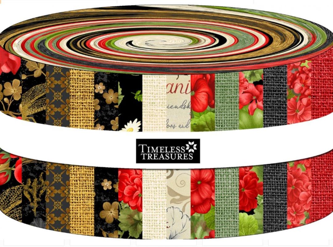 Timeless Treasures Scarlett Beauty Jelly Roll Bundle Cotton Quilt ...