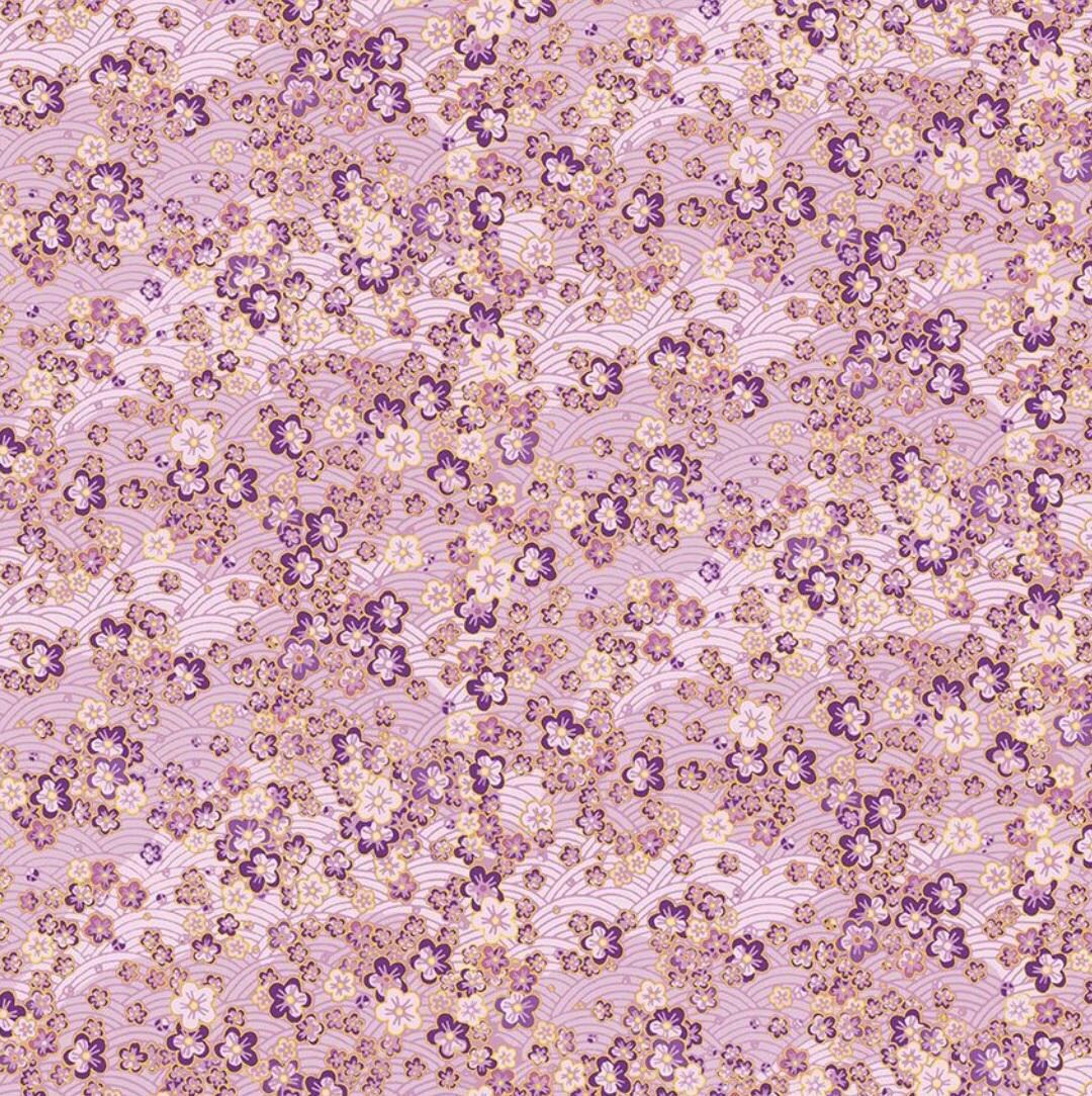 Shizuka by Chong A Hwang for Timeless Treasures Purple Weave Flowers ...