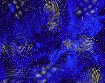 BOLT END 35 INCHES Bijoux by Timeless Treasures Royal Blue Metallic Texture Cotton Quilt Fabric