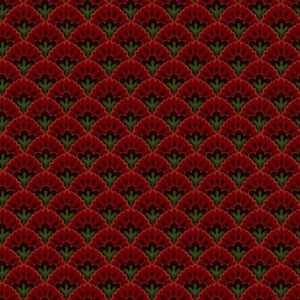 Gilded Rose by Chong A Hwang for Timeless Treasures Dark Red Geo Scallops with Gold Metallic Trim Cotton Quilt Fabric