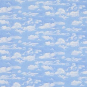 Elizabeth Studio Landscape Medley Billowy Clouds in Light Blue Sky Cotton Quilt Fabric