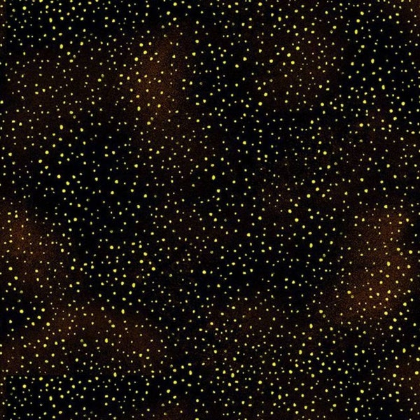 Cleo by Chong A Hwang for Timeless Treasures Black Golden Metallic Tiny Dots Cotton Quilt Fabric