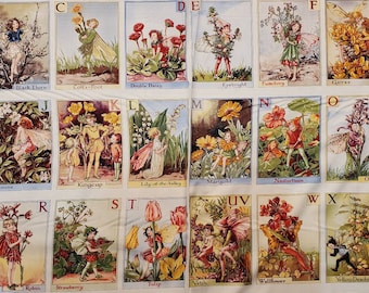 Cicely Mary Barker Alphabet Fairy Cotton Quilt Panel Fabric by Michael Miller Fabrics