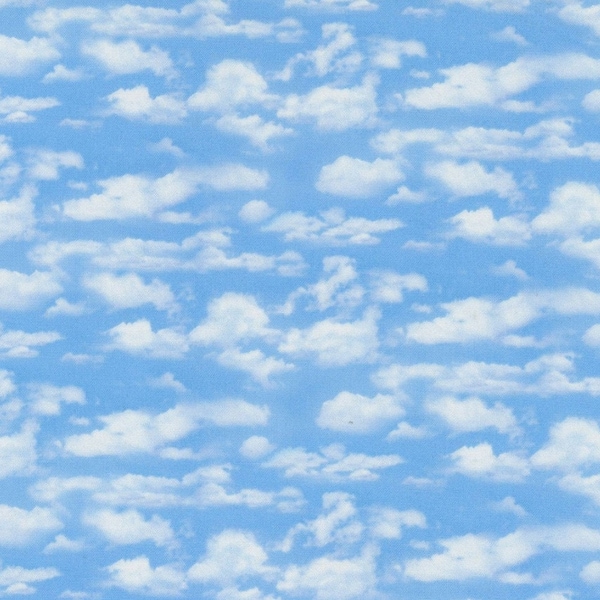 Elizabeth Studio Landscape Medley Clouds in Light Blue Sky Cotton Quilt Fabric