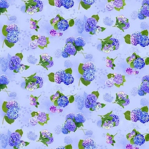 Timeless Treasures Hydrangea Bliss by Chong A Hwang Tiny Purple and Blue Florals Cotton Quilt Fabric
