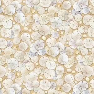 Elizabeth Studio Landscape Medley Beach Sand and Sand Dollar Shells Cotton Quilt Fabric