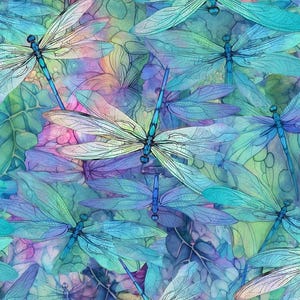 Dragonfly Illusion by Timeless Treasures Pastel Rainbow Dragonfly Dream Cotton Quilt Fabric