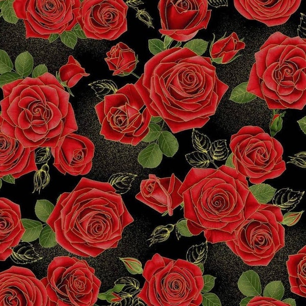 Red Rose Fabric - Etsy