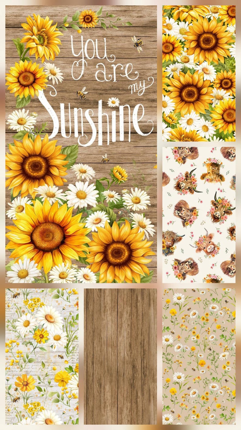 Timeless Treasures You Are My Sunshine Sunflowers and Daisies Cotton ...