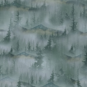 Hoffman Call of the Wild Dusty Blue Woods and Mountains Landscape Cotton Quilt Fabric V5276H-7