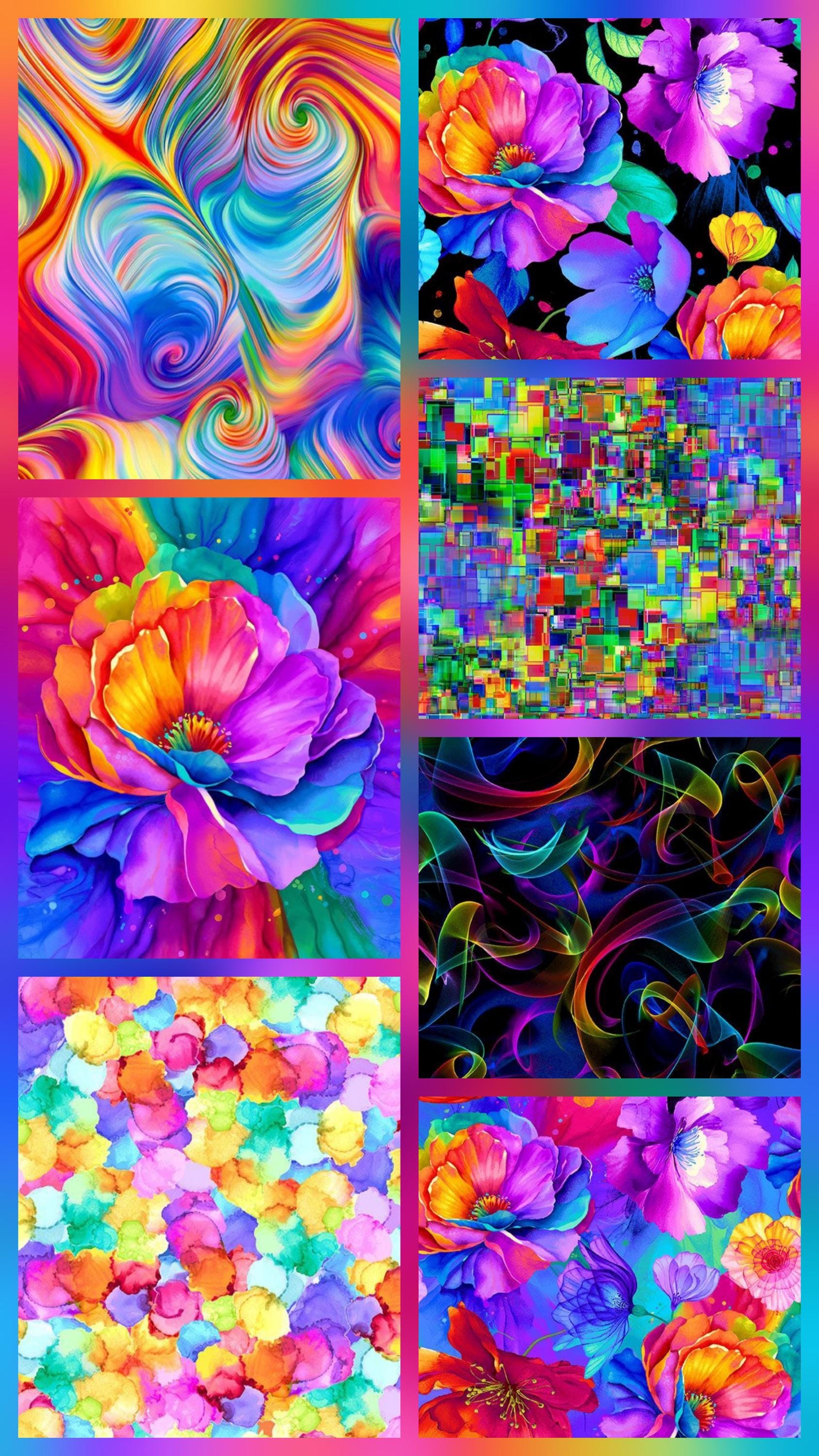 Petal Power by Timeless Treasures Large Rainbow Flower Cotton Quilt ...