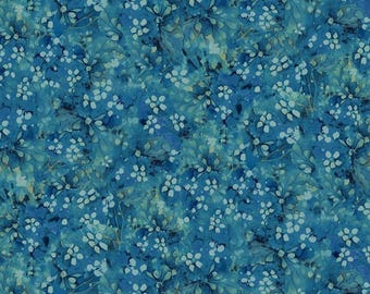Forest Whisper Tonal Floral Blue Fabric by Timeless Treasures, Flowers ...
