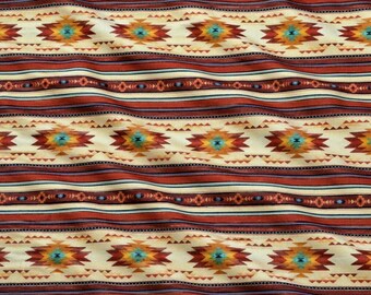 Elizabeth Studio Tucson Southwestern Fabric by the Yard, Cotton Aztec Stripe Geometric Tribal Quilt Fabric, Western Sewing Material