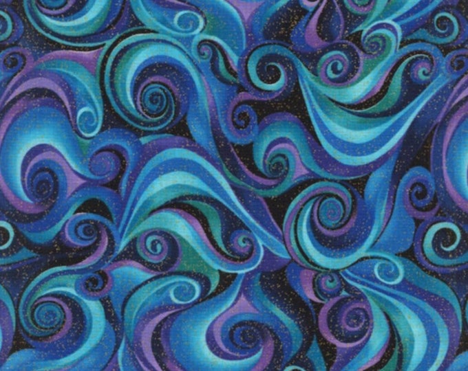 Timeless Treasures Utopia Blue and Purple Swirls by Chong A Hwang ...