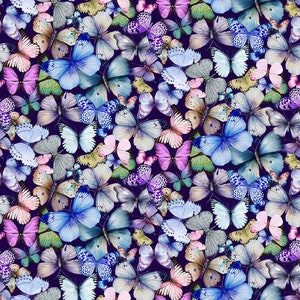 Butterfly Dreams by Timeless Treasures Multicolor Butterflies on Plum Cotton Quilt Fabric