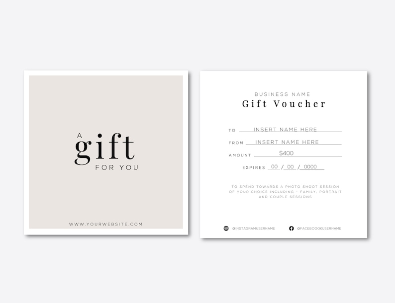Gift Voucher Template, DIY Gift Voucher, Photoshop Template, Printable ...
