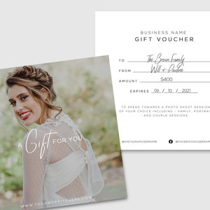Fotografia Gift Voucher Certificate Template PSD per Photoshop - Design anteriore e posteriore