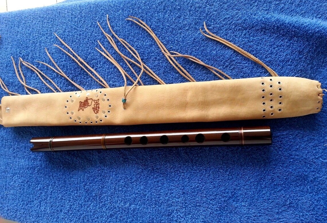 Native American flute leather case fringe bag 275 retail suede Etsy
