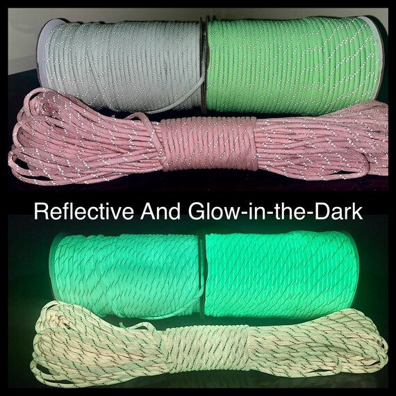 thumbnail image 2 of 100ft Glow In The Dark Green Paracord - 550lb Strength Fluorescent Rope 2 of 11