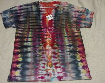Red and black accordion fold ice dye