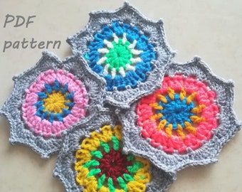 Crochet Mandala Flower Coaster PDF pattern