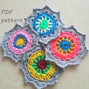 Crochet Mandala Flower Coaster PDF pattern