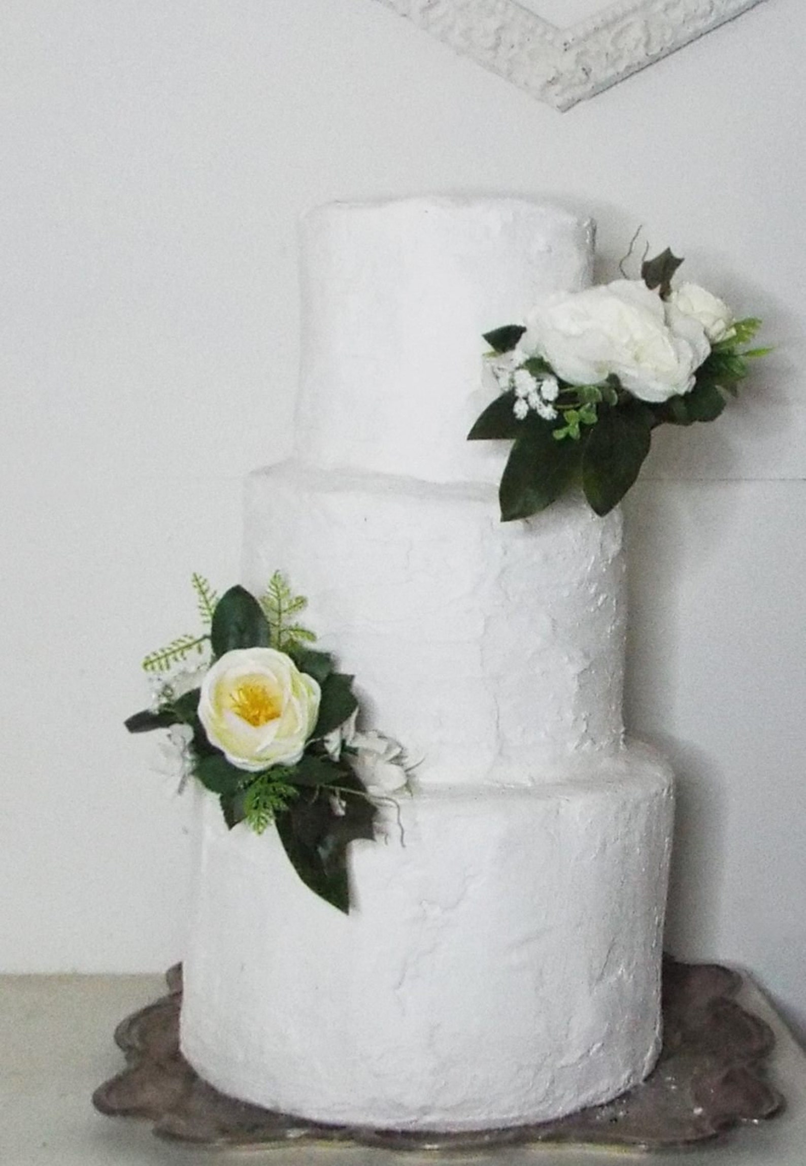 White artificial Flower Cake decoration pieces x 2 Etsy