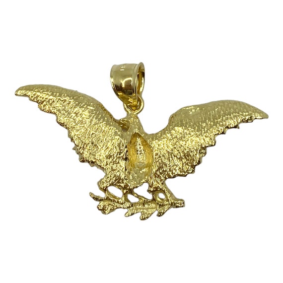 14K Yellow Gold Eagle with Branch Pendant - image 2