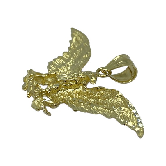 14K Yellow Gold Eagle with Branch Pendant - image 6
