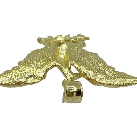 14K Yellow Gold Eagle with Branch Pendant - image 4