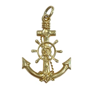 Colgante de ancla vintage de oro amarillo de 14 quilates