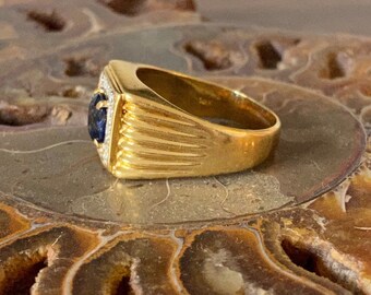 【同梱不可】 ヴィンテージ 18K イエロー ゴールド サファイアとダイヤモンド アクセサリー