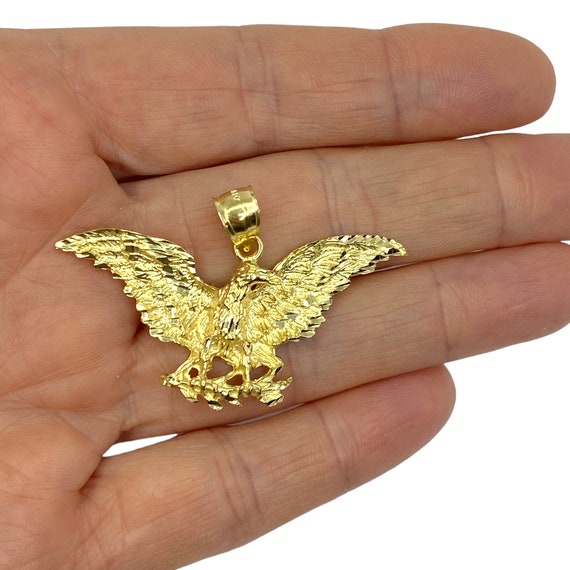 14K Yellow Gold Eagle with Branch Pendant - image 5