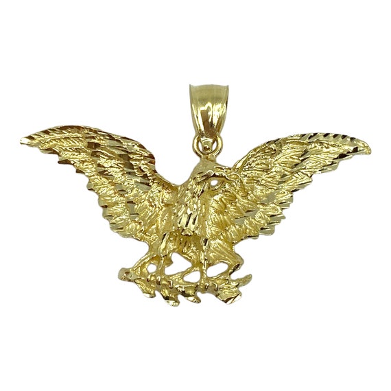 14K Yellow Gold Eagle with Branch Pendant - image 1