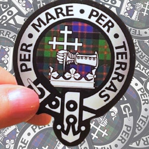 Clan Donald/MacDonald Crest Vinyl Sticker with clan tartan
