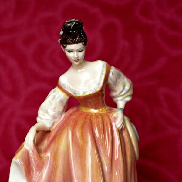 Vintage Royal Doulton Porcelain Lady Figurine 'Fair Lady - Coral Pink' 1962