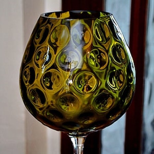 Vintage Large Green Glass Goblet