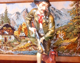 Vintage Hans U ADOLF HEINZELLER Rabbit Hunter Wood Carving