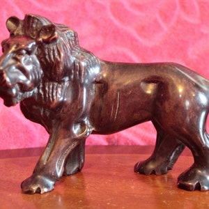 Vintage Heavy Stone Carving Lion Figurine