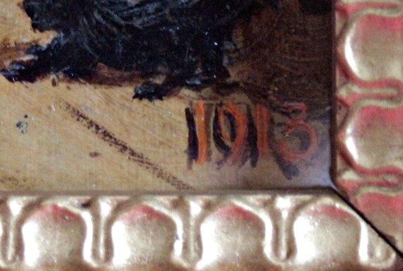 アンティークのフランス製油絵、金箔張りの額縁入り、1913年 - Etsy 日本