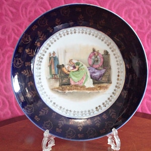 Antique 19th Cen. Victoria Carlsbad Austria Porcelain Plate 'Death of King Lear'