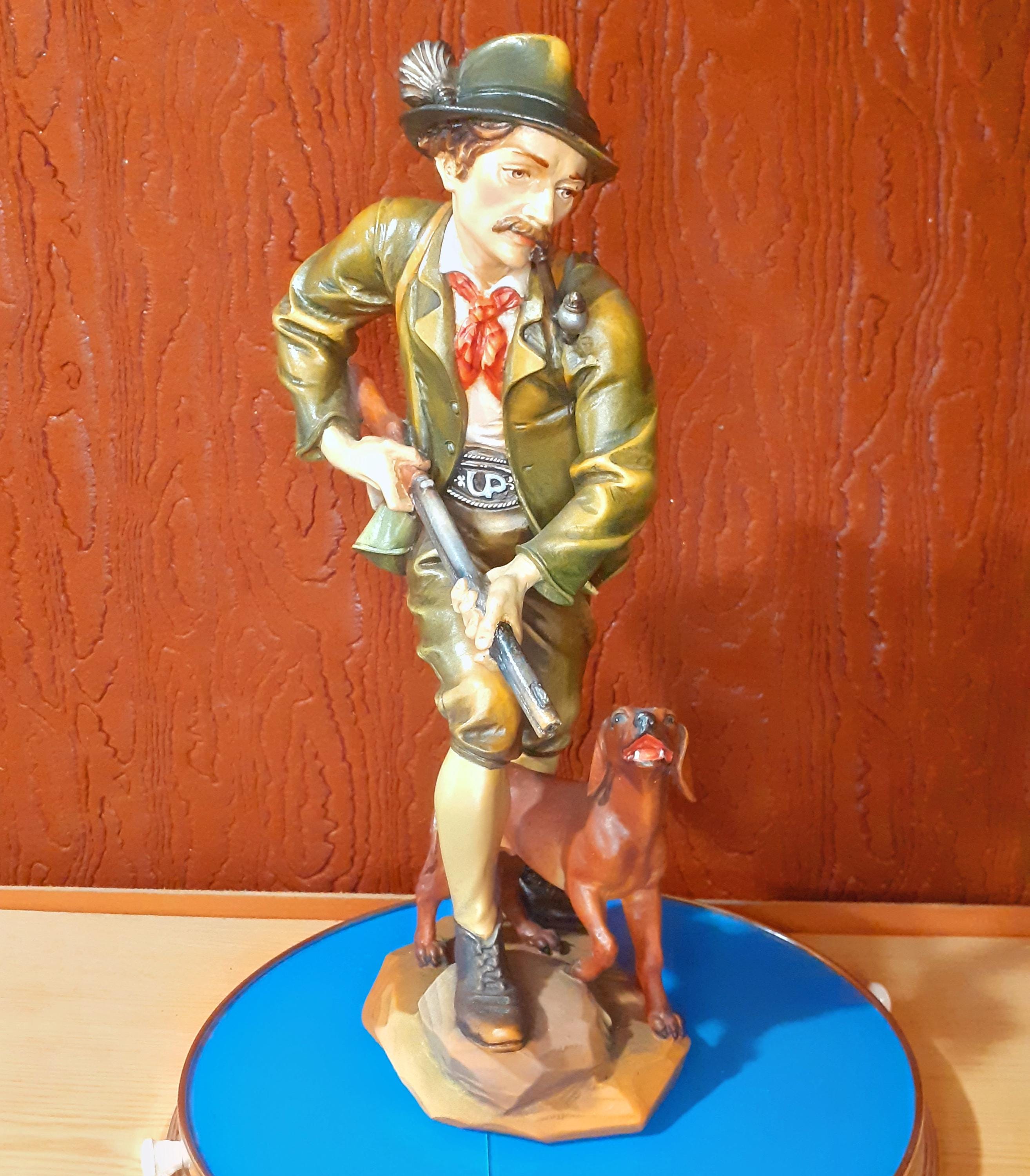 Vintage Hans U ADOLF HEINZELLER Rabbit Hunter Wood Carving