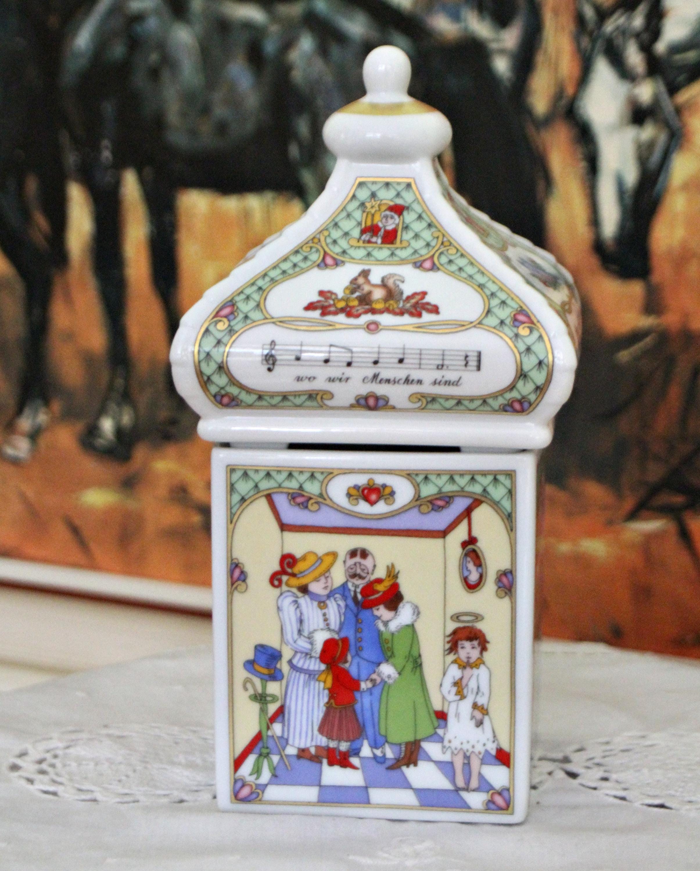 磁器蓋付きボックス パゴデ オルゴール フッチェンロイター クリスマス