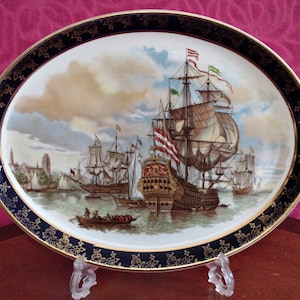 Vintage Rare Wetherby Hanley Royal Falcon Ware Oval Plate, Marine Pattern