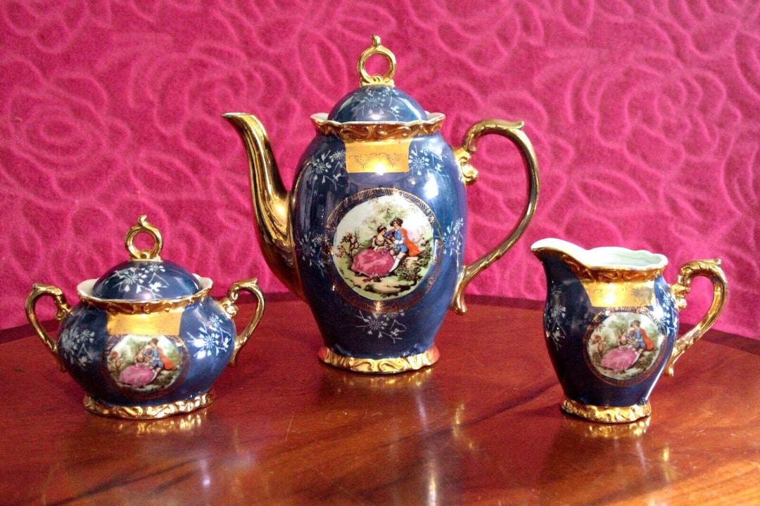 Antique Rare French Limoges Porcelain Tea Set Etsy