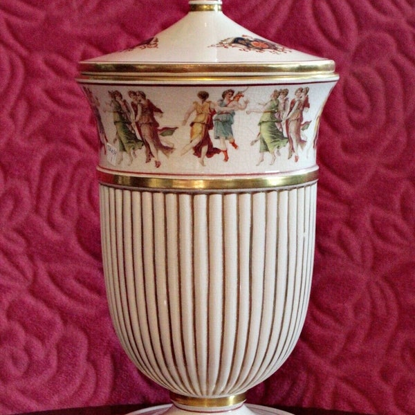 Vintage große seltene Capodimonte Pompei Porzellan Obst Urne / Vase